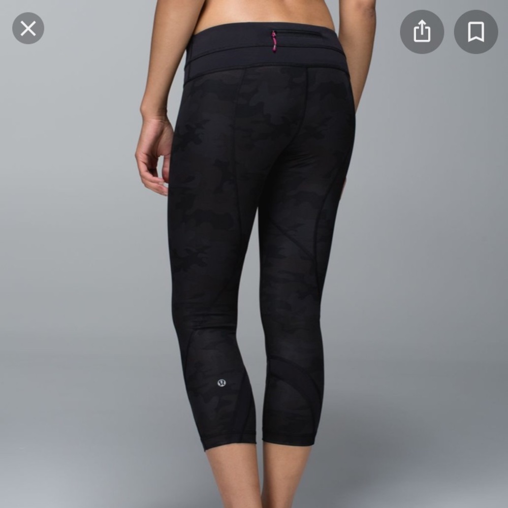 Camo Lululemon run inspire crops